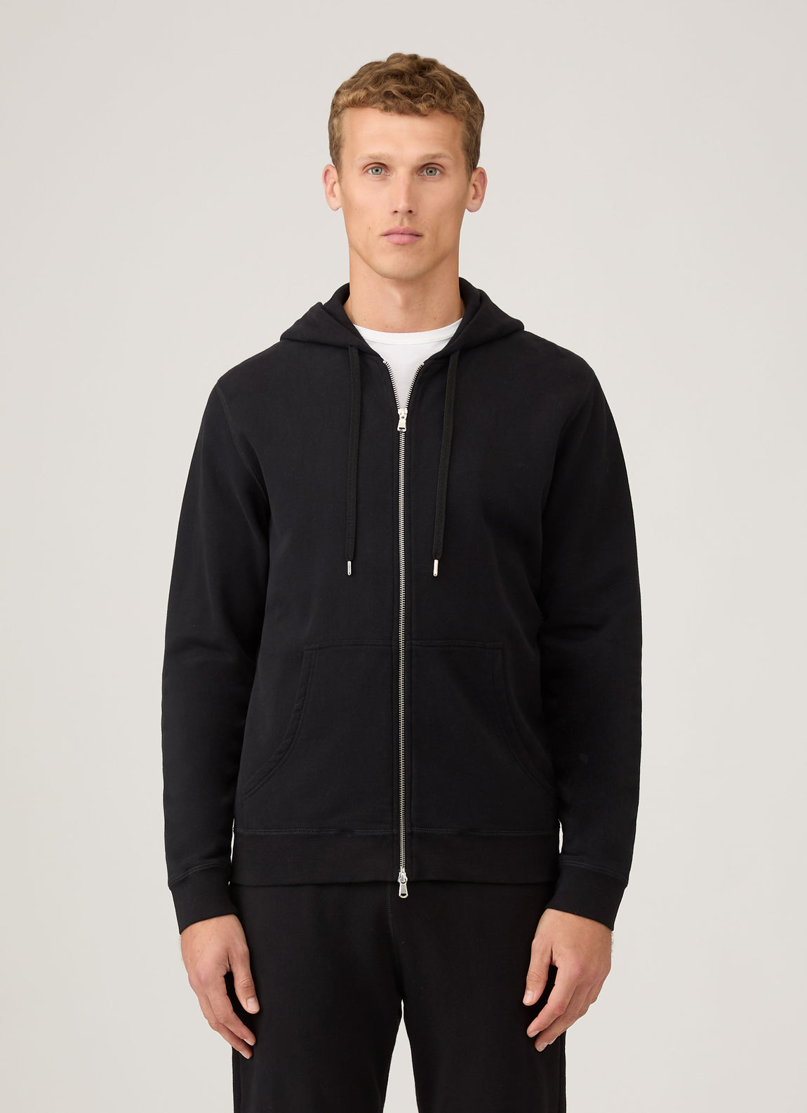 Men's Loopback Zip Hoodie in Black