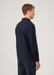 Men's Cotton Linen Twin Pocket Jacket in Navy