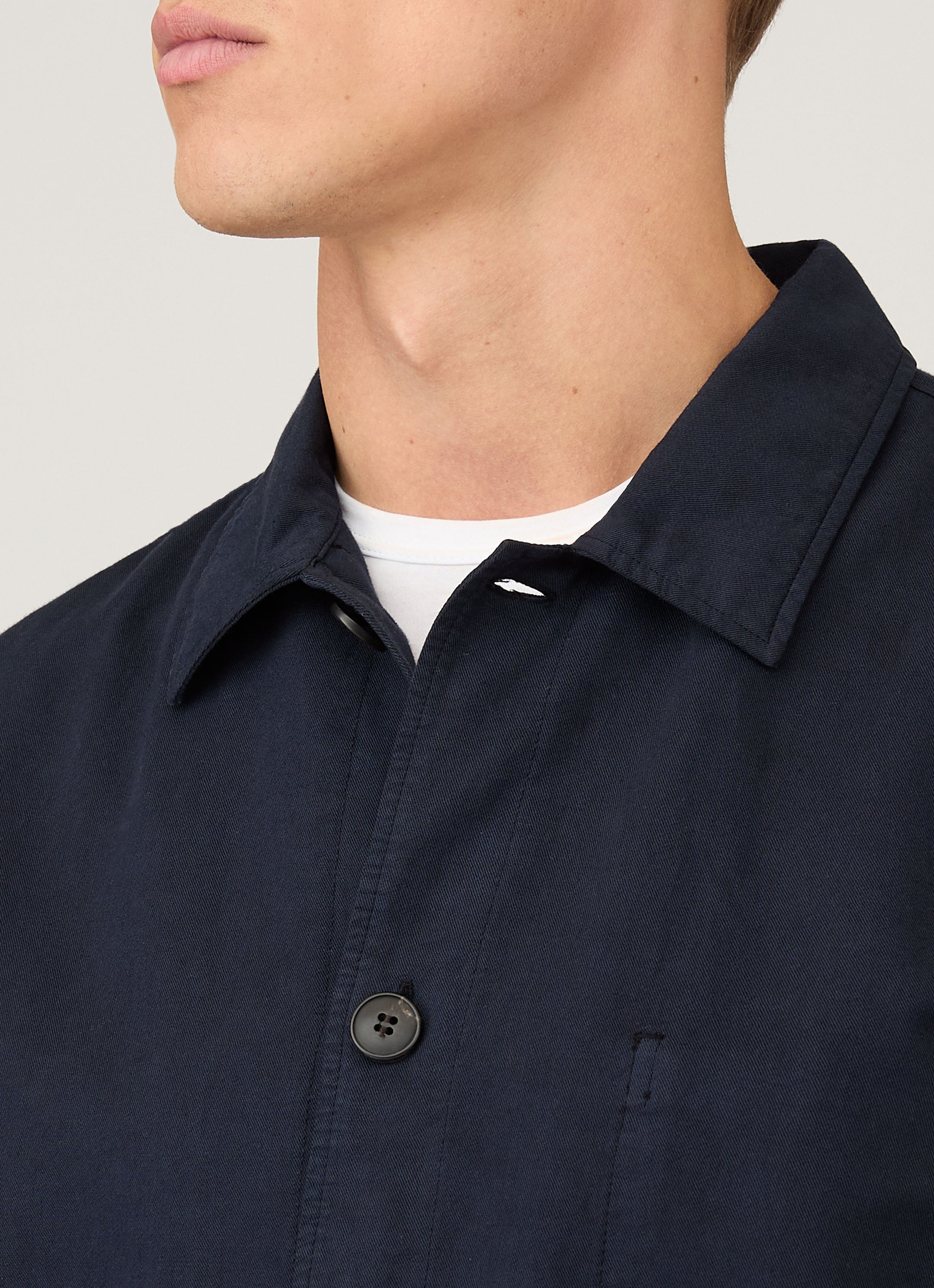Men's Cotton Linen Twin Pocket Jacket in Navy