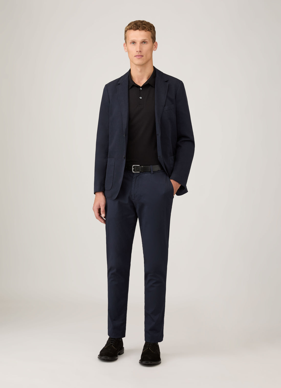 Men's Cotton Linen Unstructured Blazer in Navy