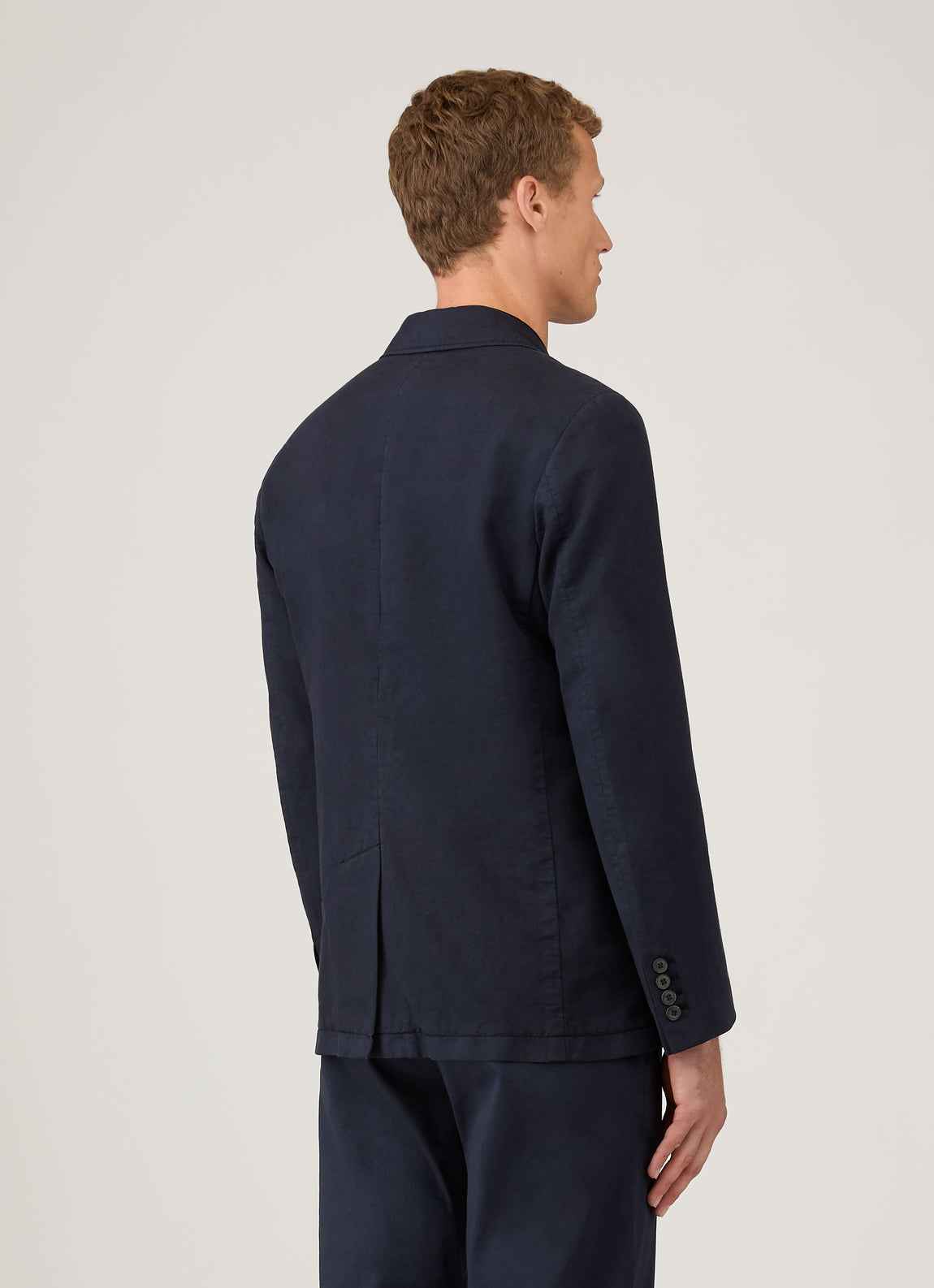 Men's Cotton Linen Unstructured Blazer in Navy
