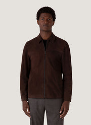 Men's Suede Harrington Jacket in Cocoa