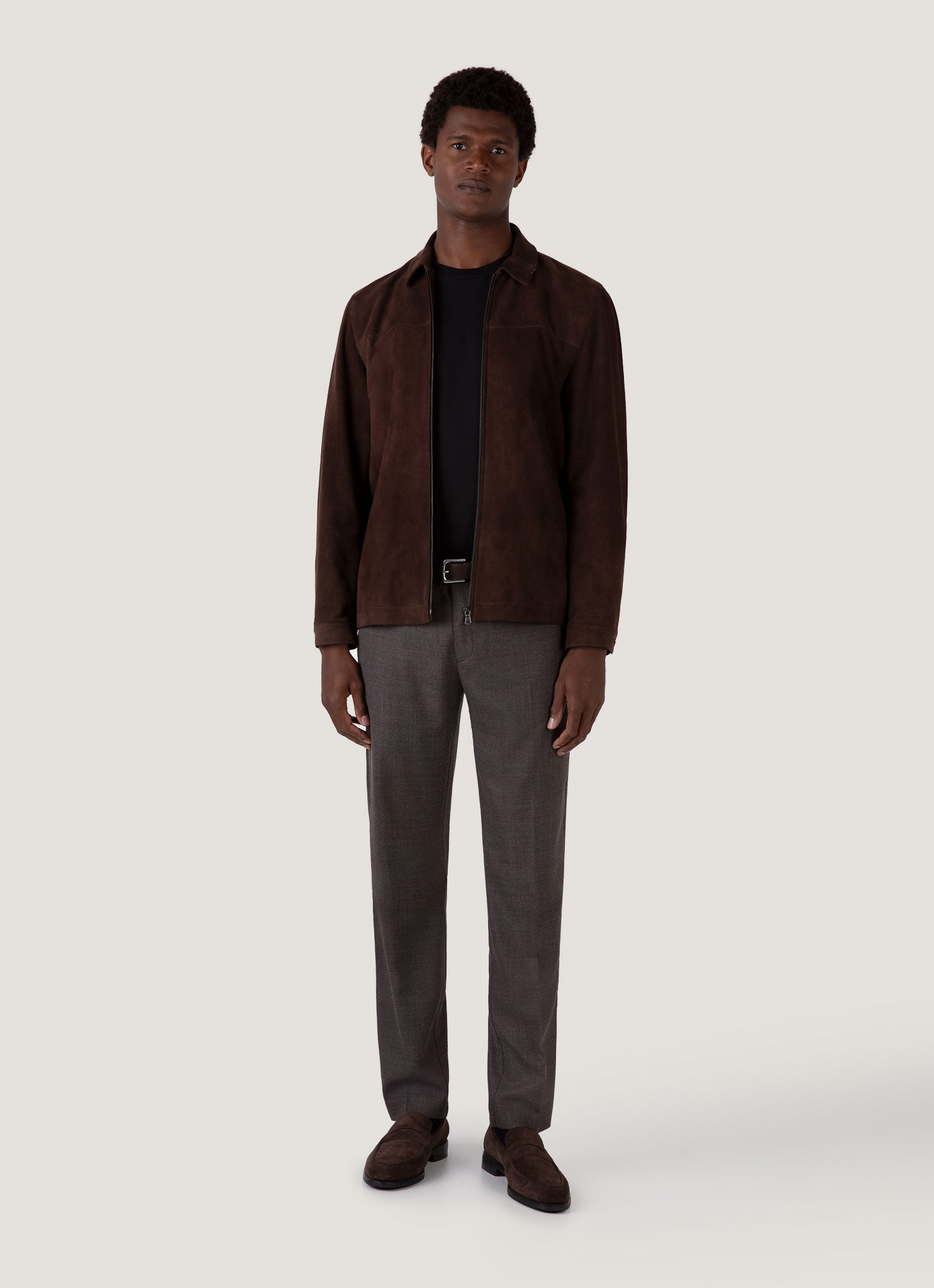 Men's Suede Harrington Jacket in Cocoa
