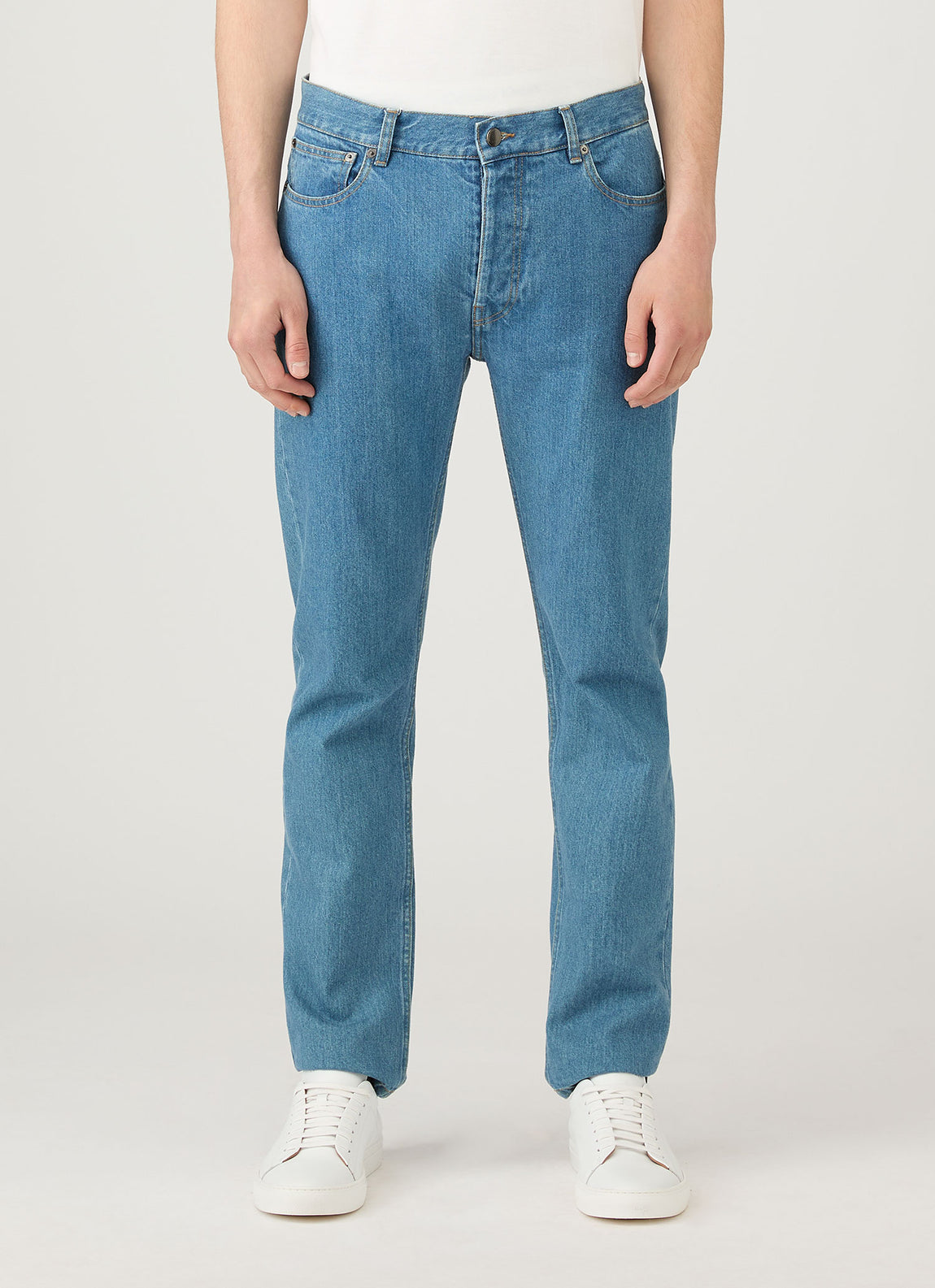 Men's Regular Fit Jeans in Mid Wash Denim