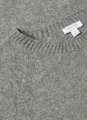 Men's Lambswool Crew Neck Jumper in Mid Grey Melange