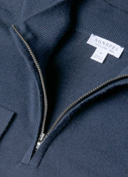 Men's Extra-Fine Merino Zip Neck in Slate Blue