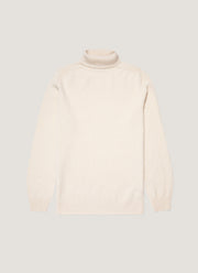 Men's Lambswool Roll Neck in Ecru