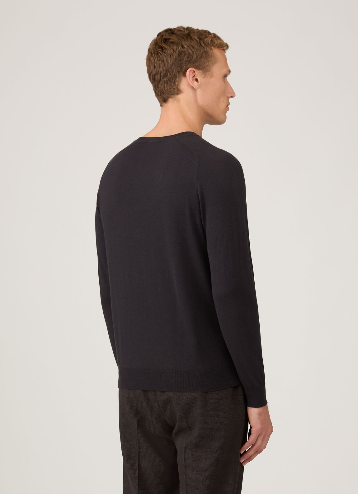 Men's Sea Island Cashmere Crew Neck Jumper in Black