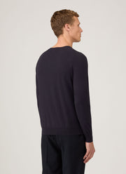 Men's Sea Island Cashmere Crew Neck Jumper in Midnight Navy
