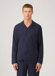 Men's Cotton Flannel Pyjama Shirt in Navy