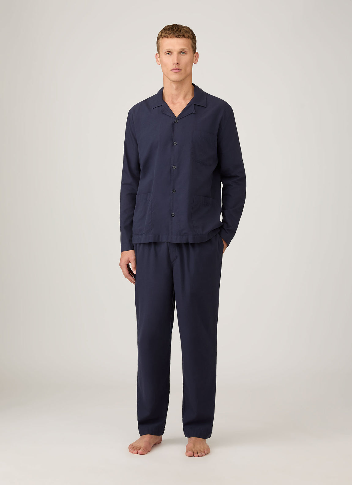 Men's Cotton Flannel Pyjama Shirt in Navy