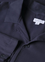 Men's Cotton Flannel Pyjama Shirt in Navy