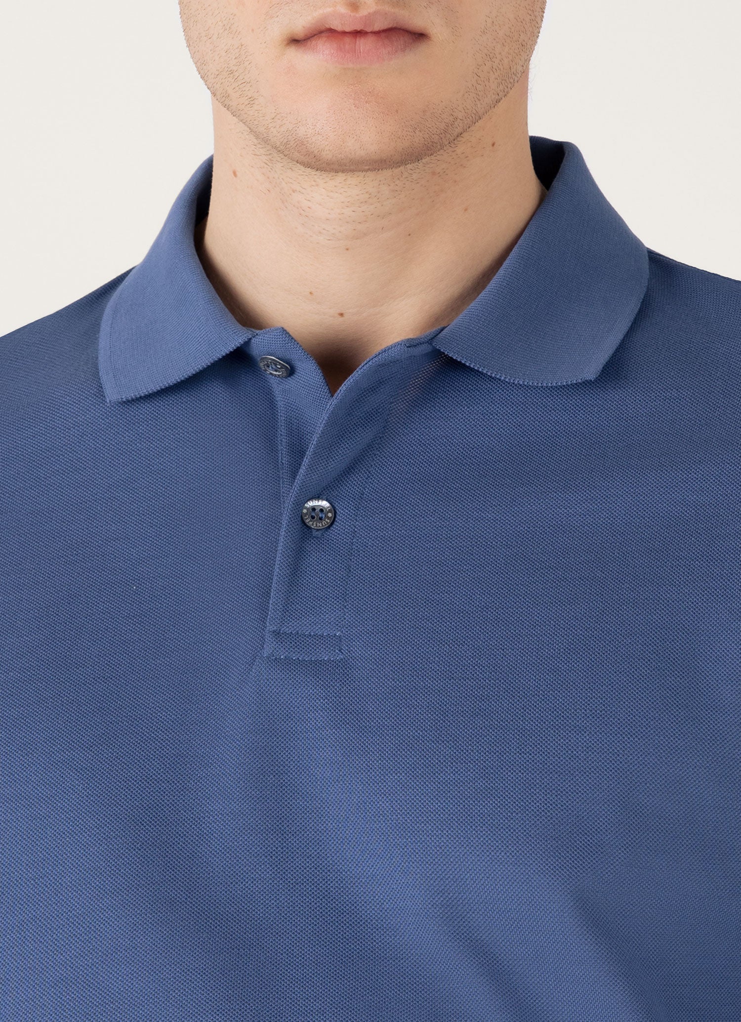 Men's Piqué Polo Shirt in Soft Denim