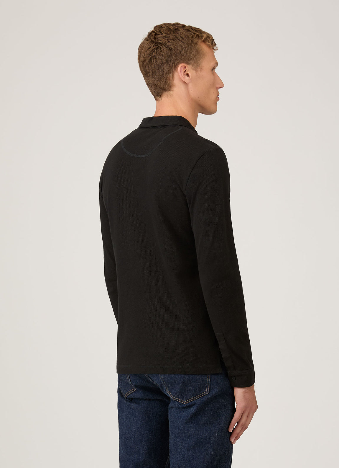 Men's Riviera Long Sleeve Polo Shirt in Black