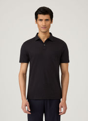 Men's Sea Island Cotton Riviera Polo Shirt in Black
