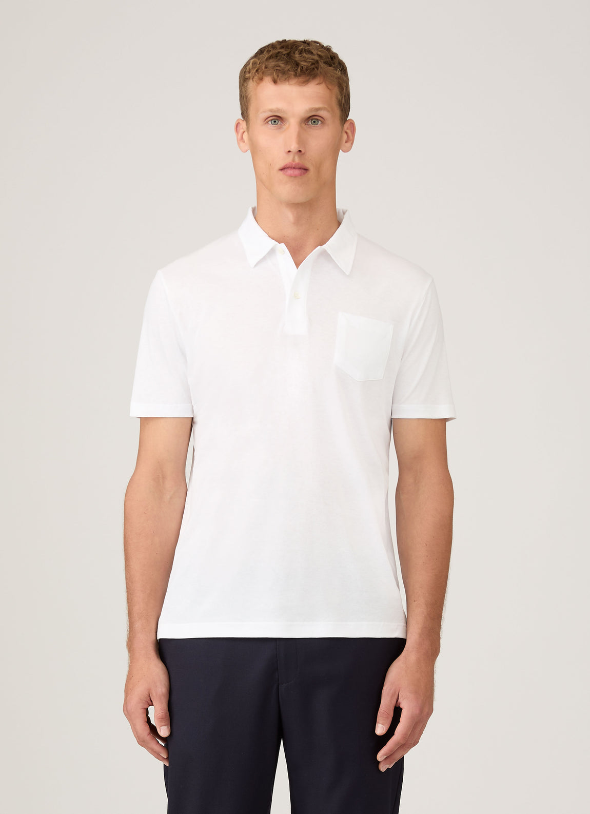 Men's Sea Island Cotton Riviera Polo Shirt in White