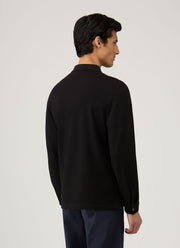 Men's Long Sleeve Piqué Polo Shirt in Black
