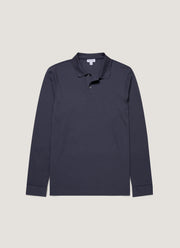 Men's Long Sleeve Piqué Polo Shirt in Navy