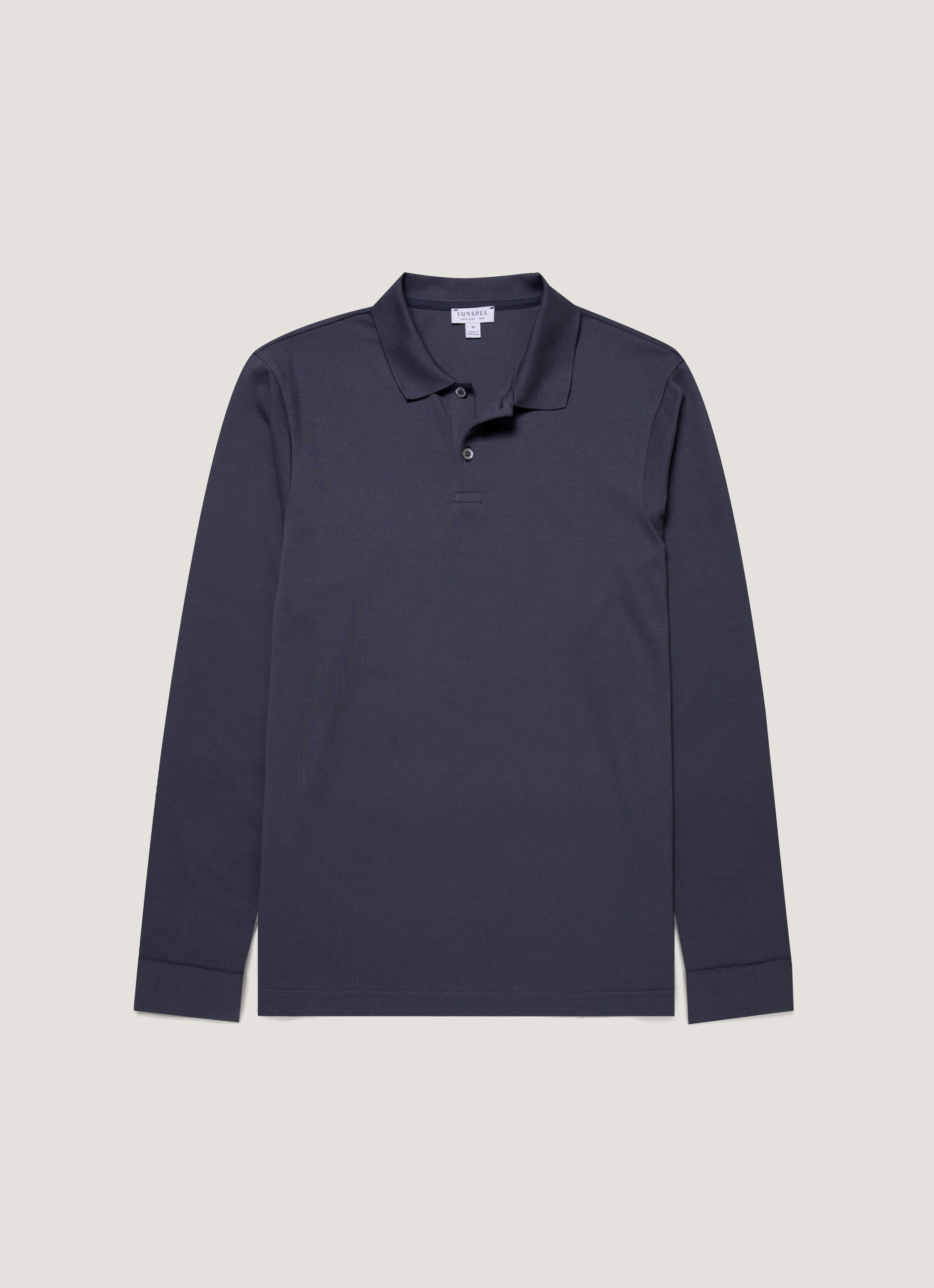 Men's Long Sleeve Piqué Polo Shirt in Navy