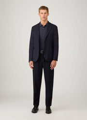 Men's Long Sleeve Piqué Polo Shirt in Navy