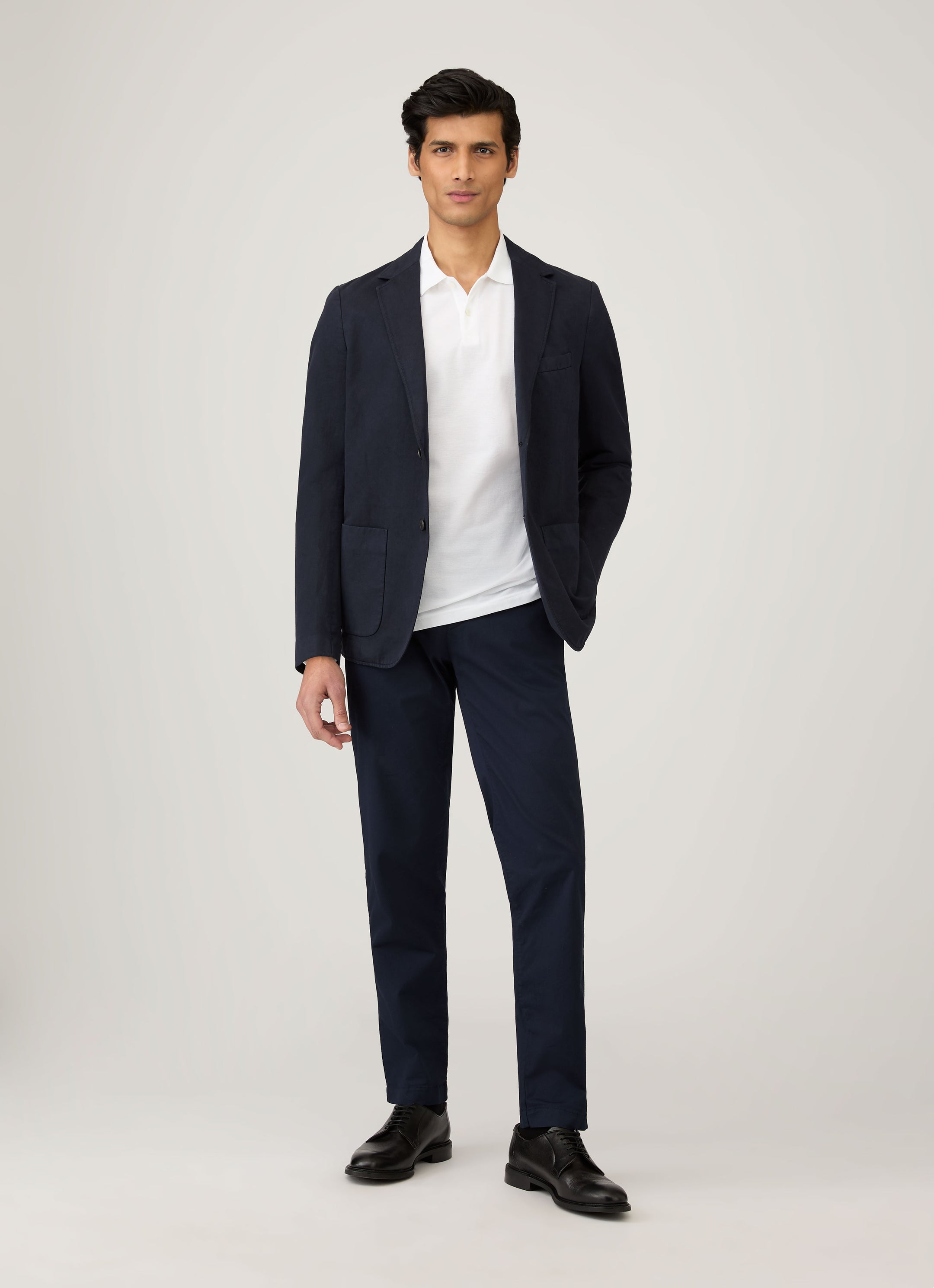 Men's Long Sleeve Piqué Polo Shirt in White