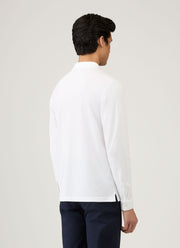 Men's Long Sleeve Piqué Polo Shirt in White