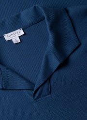 Men's Textured Jersey Polo Shirt in Soft Denim