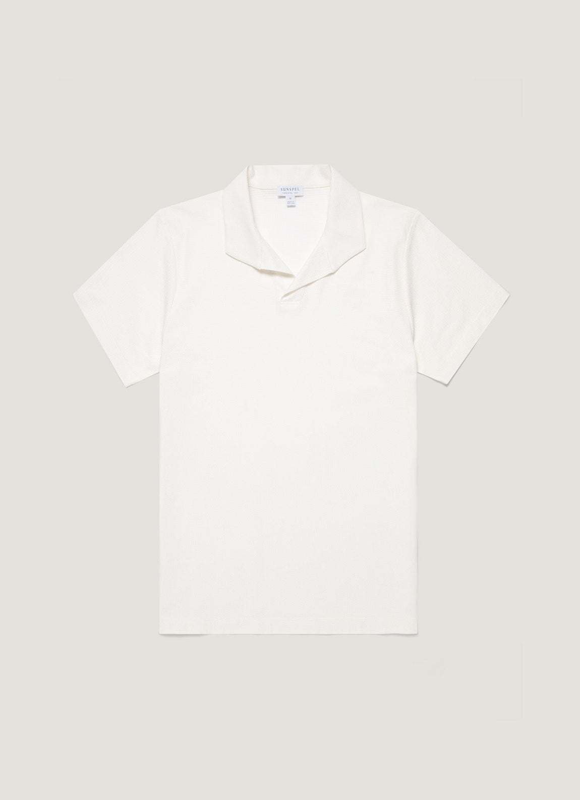 Men's Textured Jersey Polo Shirt in Ecru