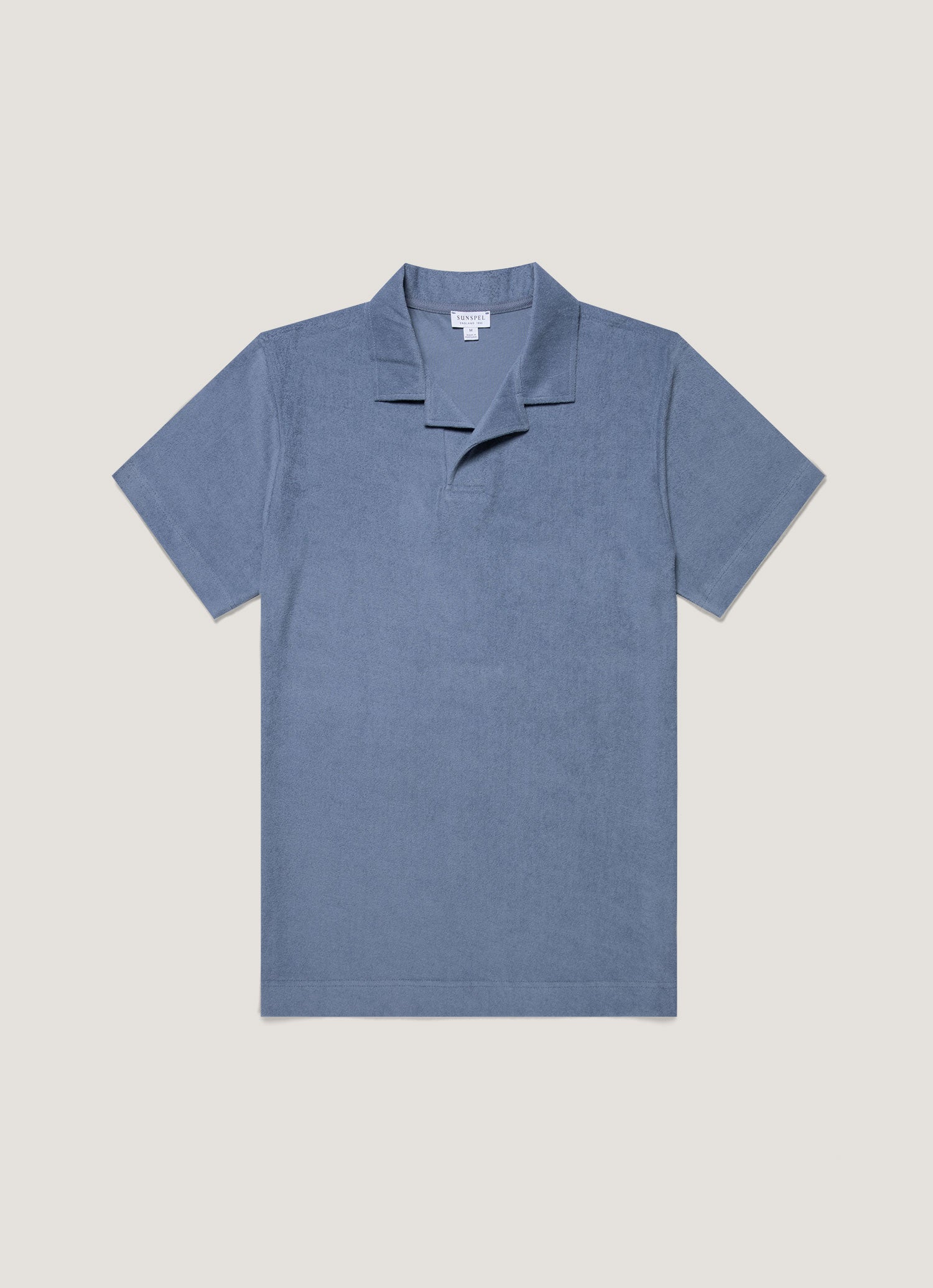 Men's Towelling Polo Shirt in Vintage Blue