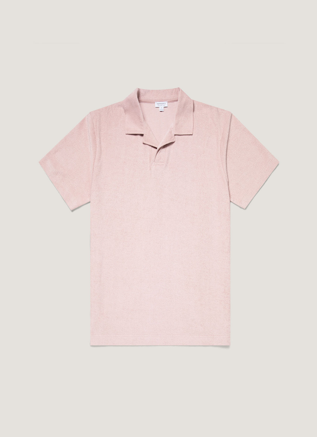 Men's Towelling Polo Shirt in Pale Pink