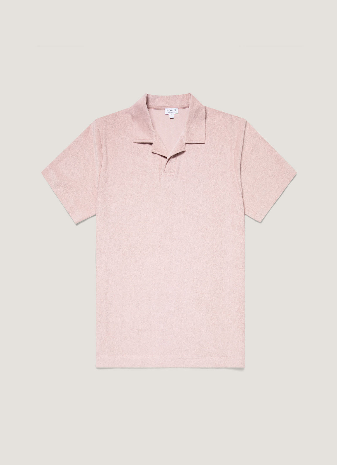 Men's Towelling Polo Shirt in Pale Pink