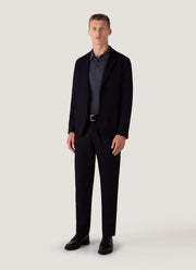 Men's Long Sleeve Sea Island Cotton Polo Shirt in Slate Blue