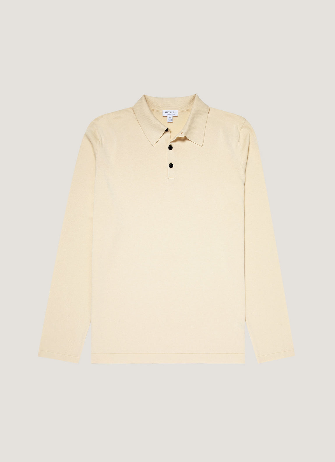 Men's Sea Island Cotton Long Sleeve Polo Shirt in Undyed