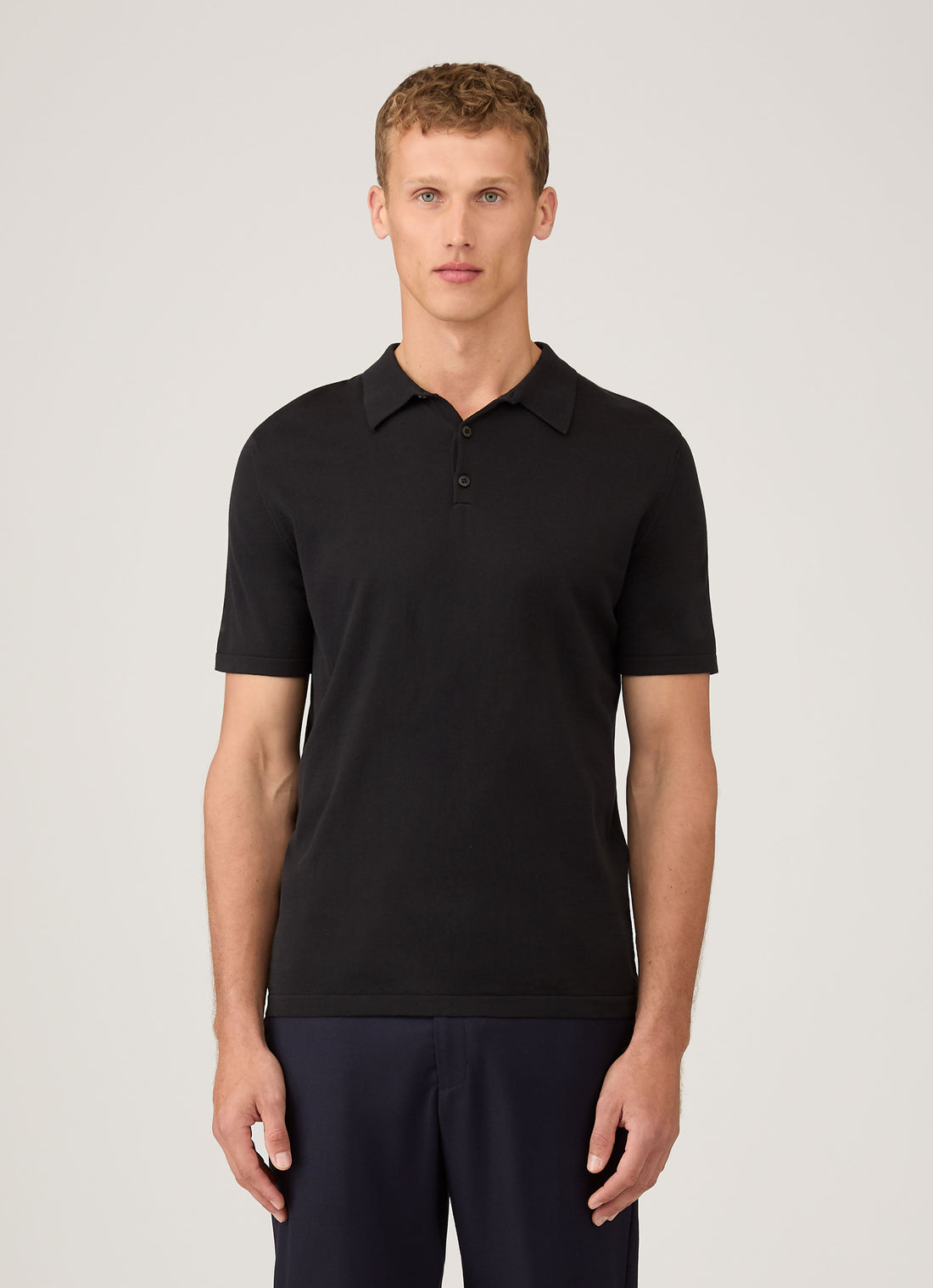 Men's Sea Island Cotton Polo Shirt in Black