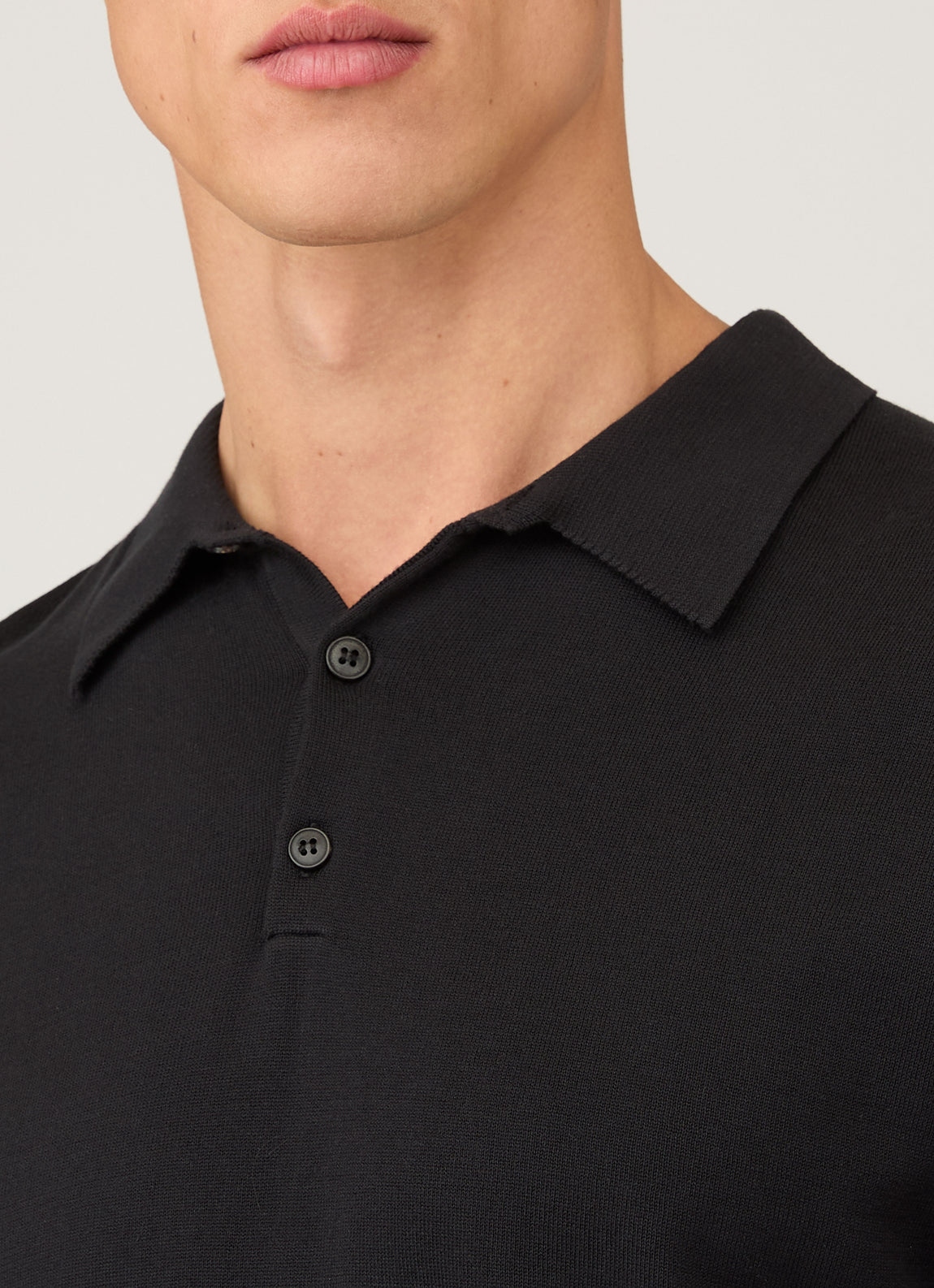 Men's Sea Island Cotton Polo Shirt in Black