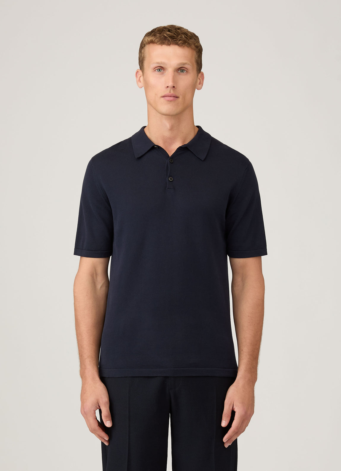 Men's Sea Island Cotton Polo Shirt in Light Navy