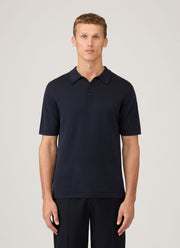 Men's Sea Island Cotton Polo Shirt in Light Navy