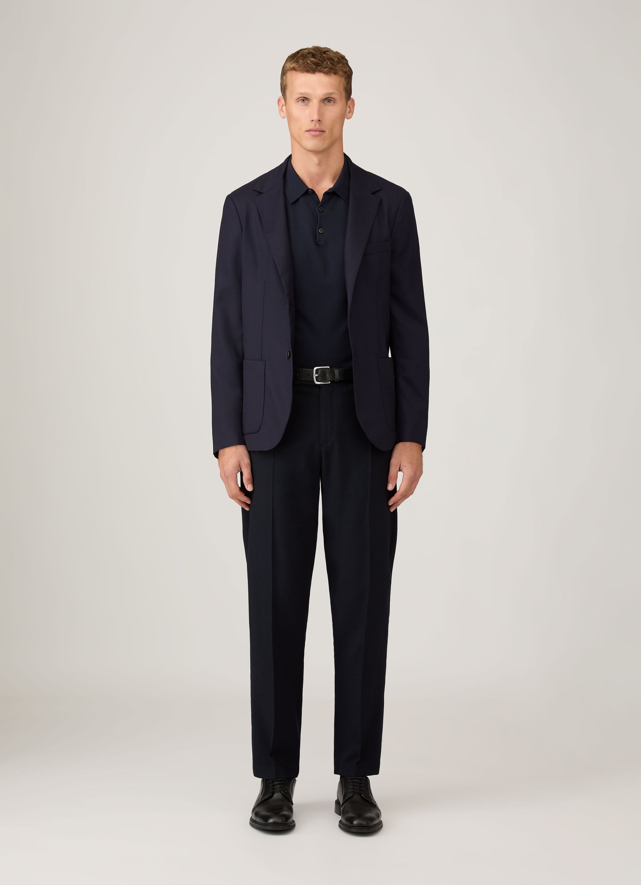 Men's Sea Island Cotton Polo Shirt in Light Navy