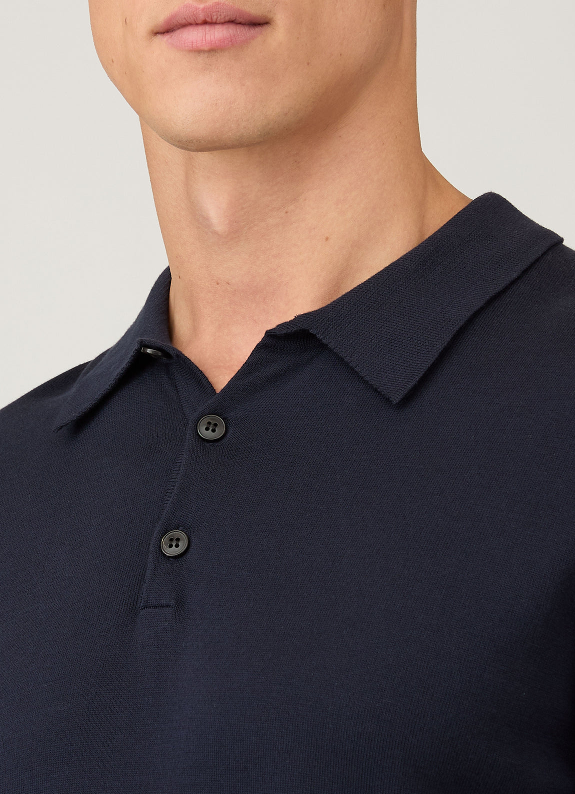 Men's Sea Island Cotton Polo Shirt in Light Navy