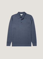 Men's Extra-Fine Merino Polo Shirt in Slate Blue
