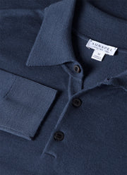 Men's Extra-Fine Merino Polo Shirt in Slate Blue