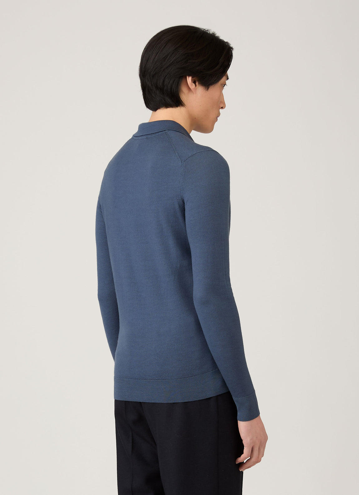 Men's Extra-Fine Merino Polo Shirt in Slate Blue