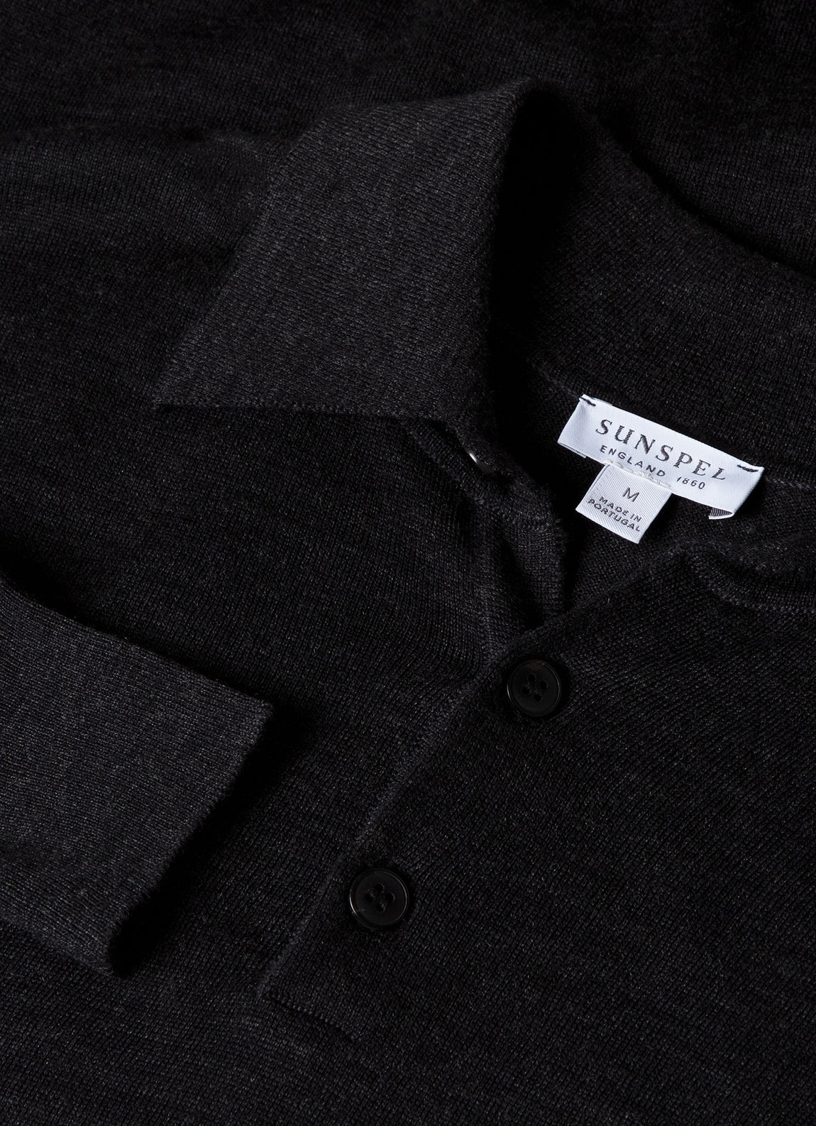 Men's Extra-Fine Merino Polo Shirt in Charcoal Melange