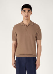 Men's Knit Polo Shirt in Dune