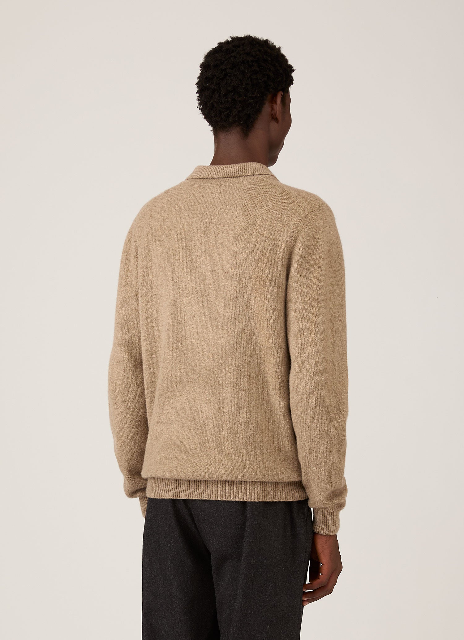 Men's Lambswool Polo Shirt in Sandstone