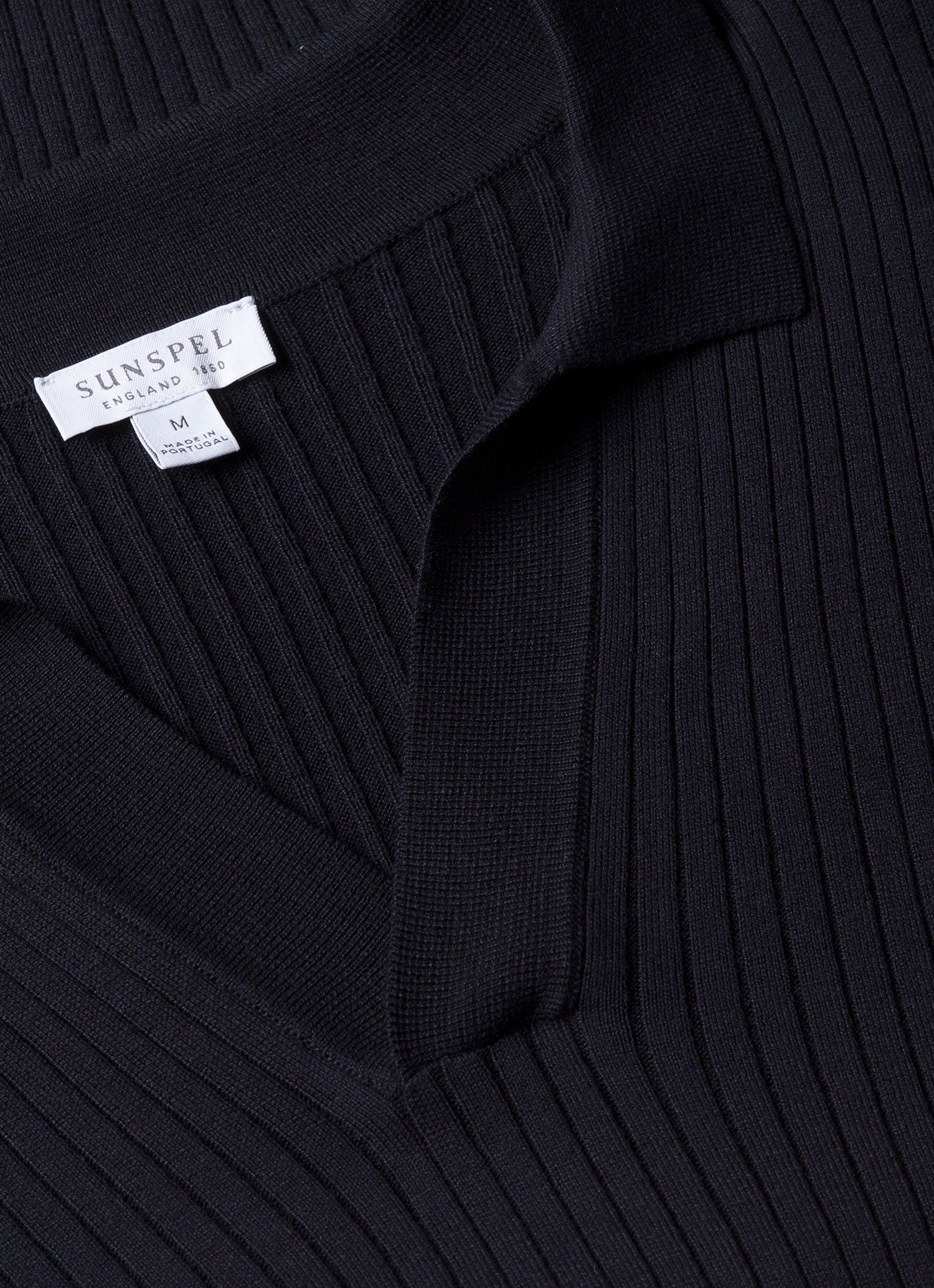 Men's Fine Rib Silk Cotton Polo Shirt in Navy