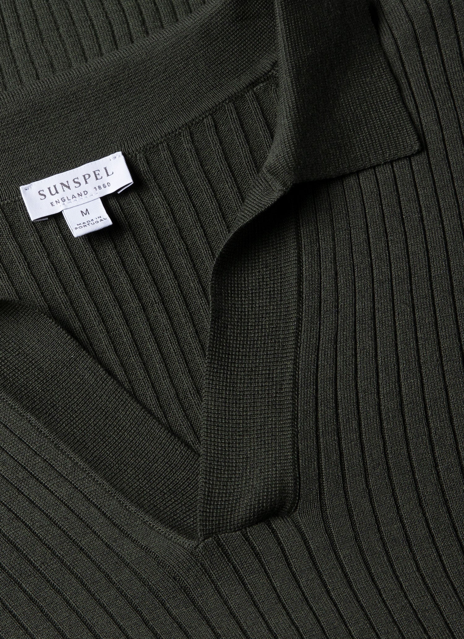 Men's Fine Rib Silk Cotton Polo Shirt in Dusk Green