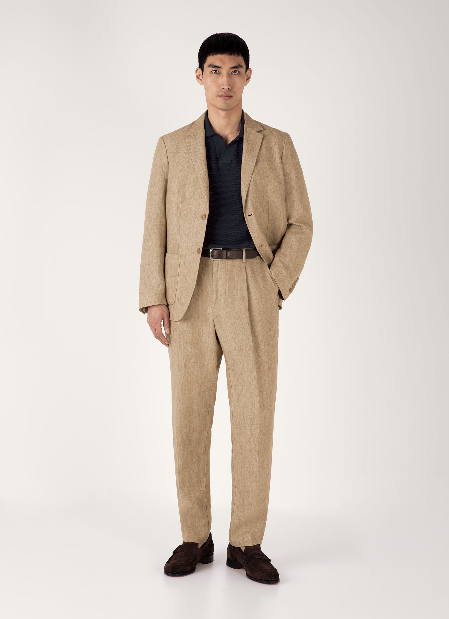 Men's Compact Mesh Knit Polo Shirt in Navy