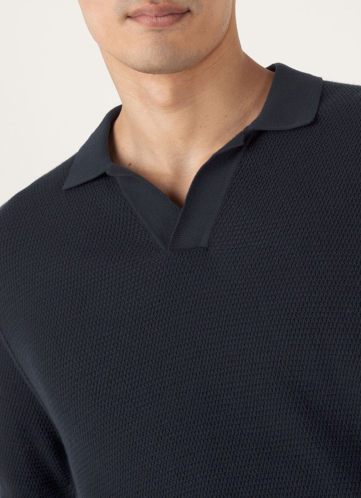 Men's Compact Mesh Knit Polo Shirt in Navy