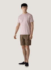 Men's Cotton Linen Drawstring Shorts in Dark Tan
